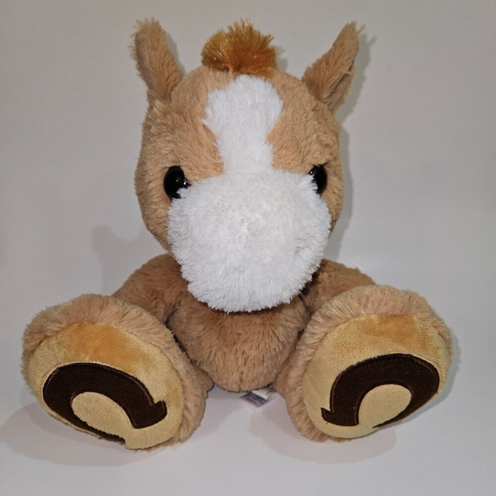 Tan Horse Plush Brown Horseshoes on Feet 10" Stuffed Animal Toy Aurora Pony Colt